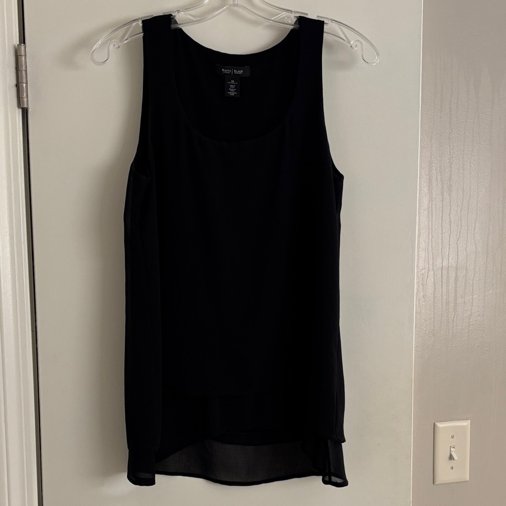 White House Black Market Black Layered Scoop Neck Tank
